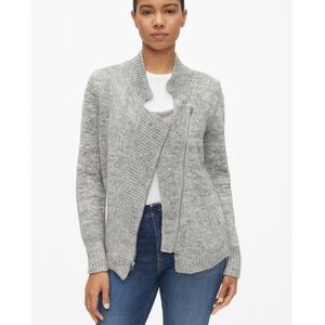 Gap Wool Alpaca Blend Moto Asymmetrical Zip Grandpacore Cardigan Gray Size M NWT